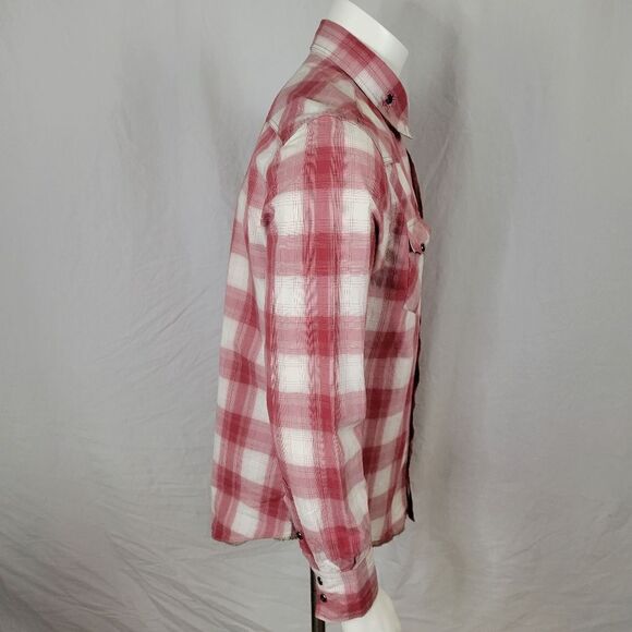 Jachs Red Plaid Long Sleeve Western Style Cotton Pearl Snap Shirt‎ Size L - Picture 4 of 12
